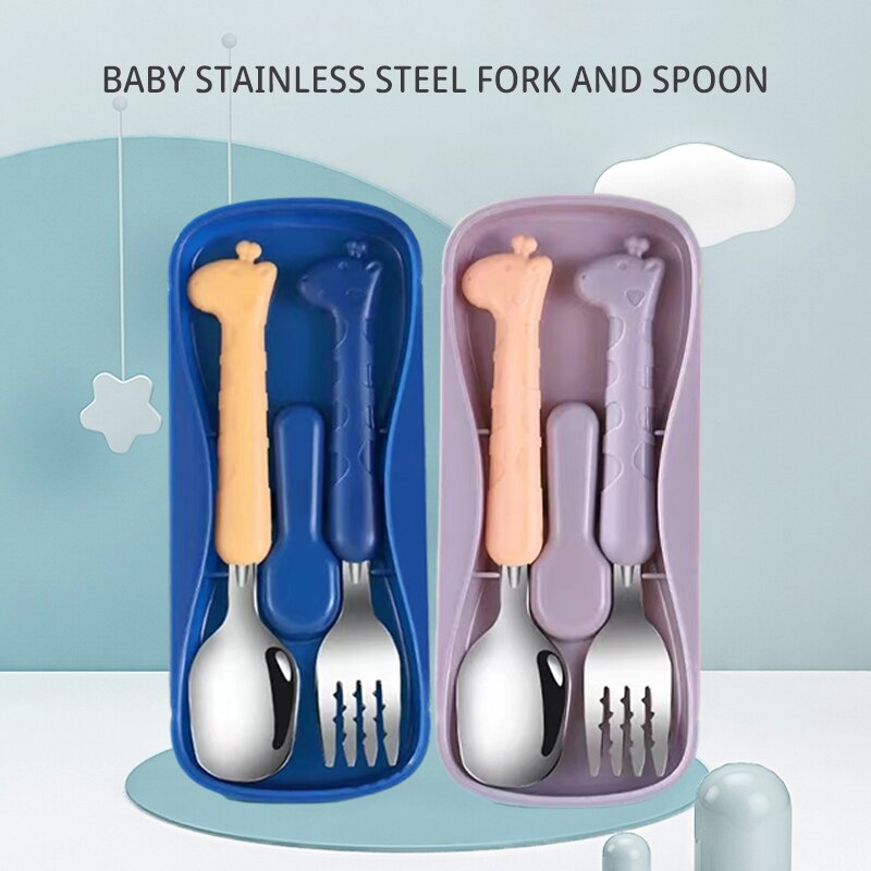 Baby Food Utensil - قطعتان من أدوات المائدة للأطفال، سكين