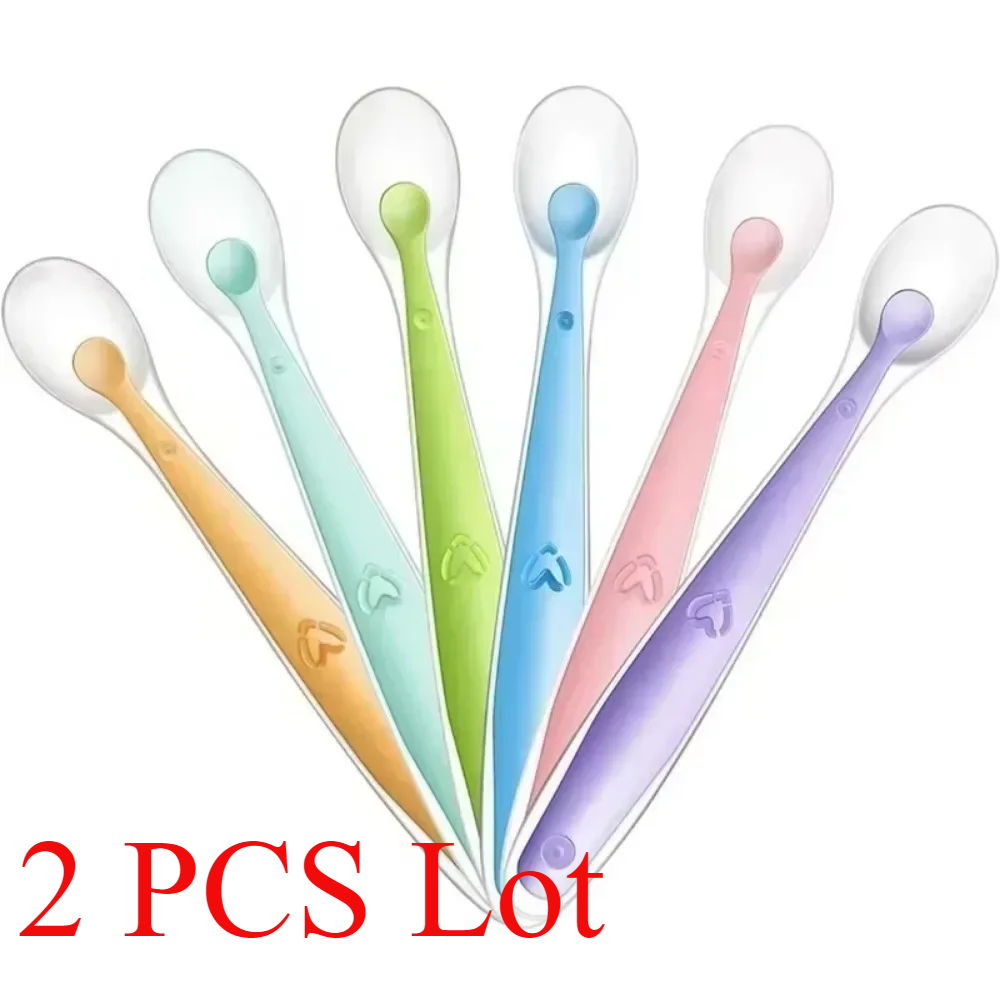 Baby Food Utensil - 2/1 قطعة ملعقة سيليكون للطفل الرضع