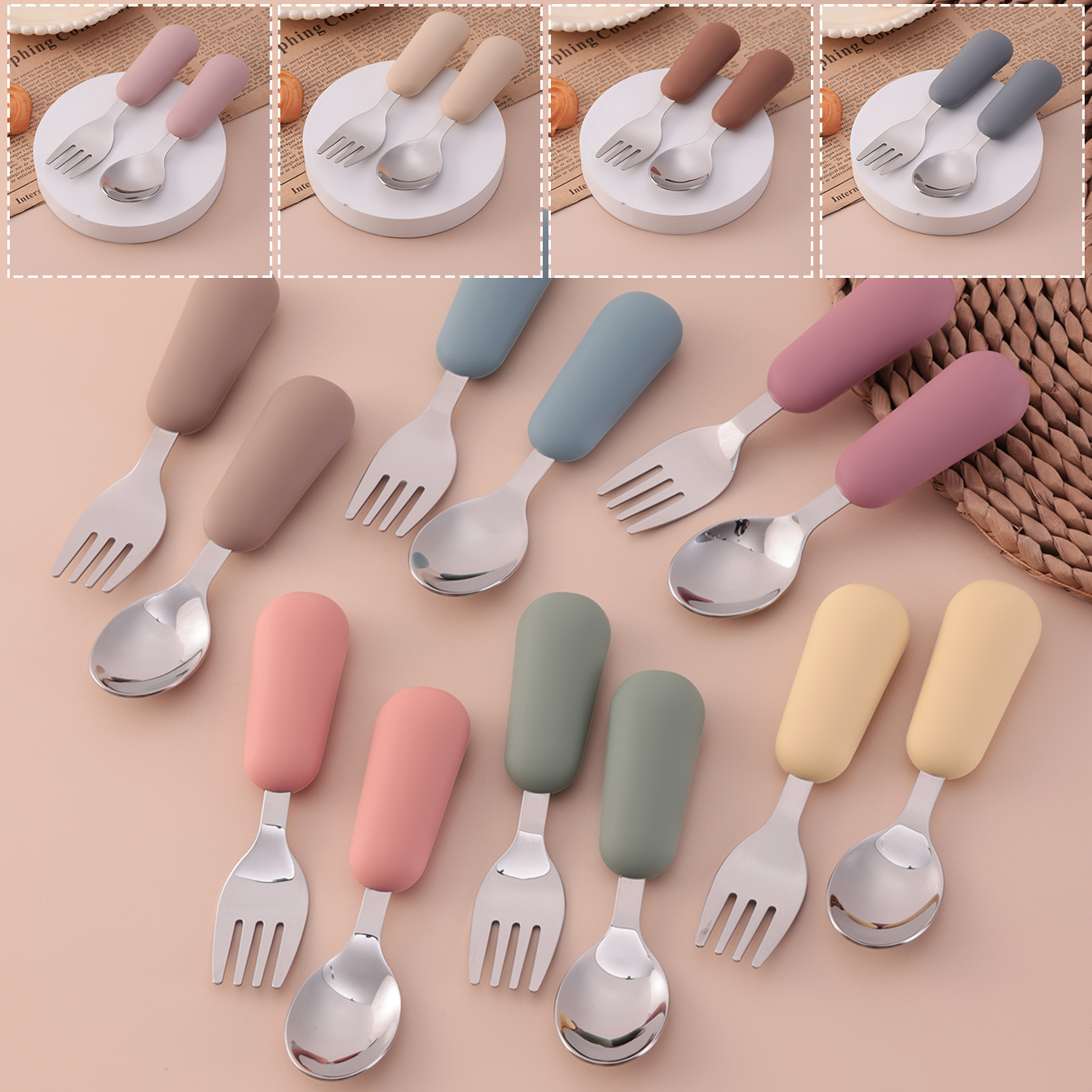 Baby Food Utensil - لون الاطفال 2 قطعة شوكة من