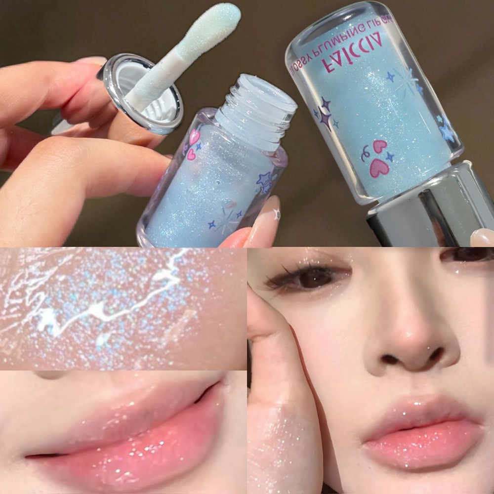 Baby Food Oil - ملمع شفاه أزرق فاتح لامع، ملمع