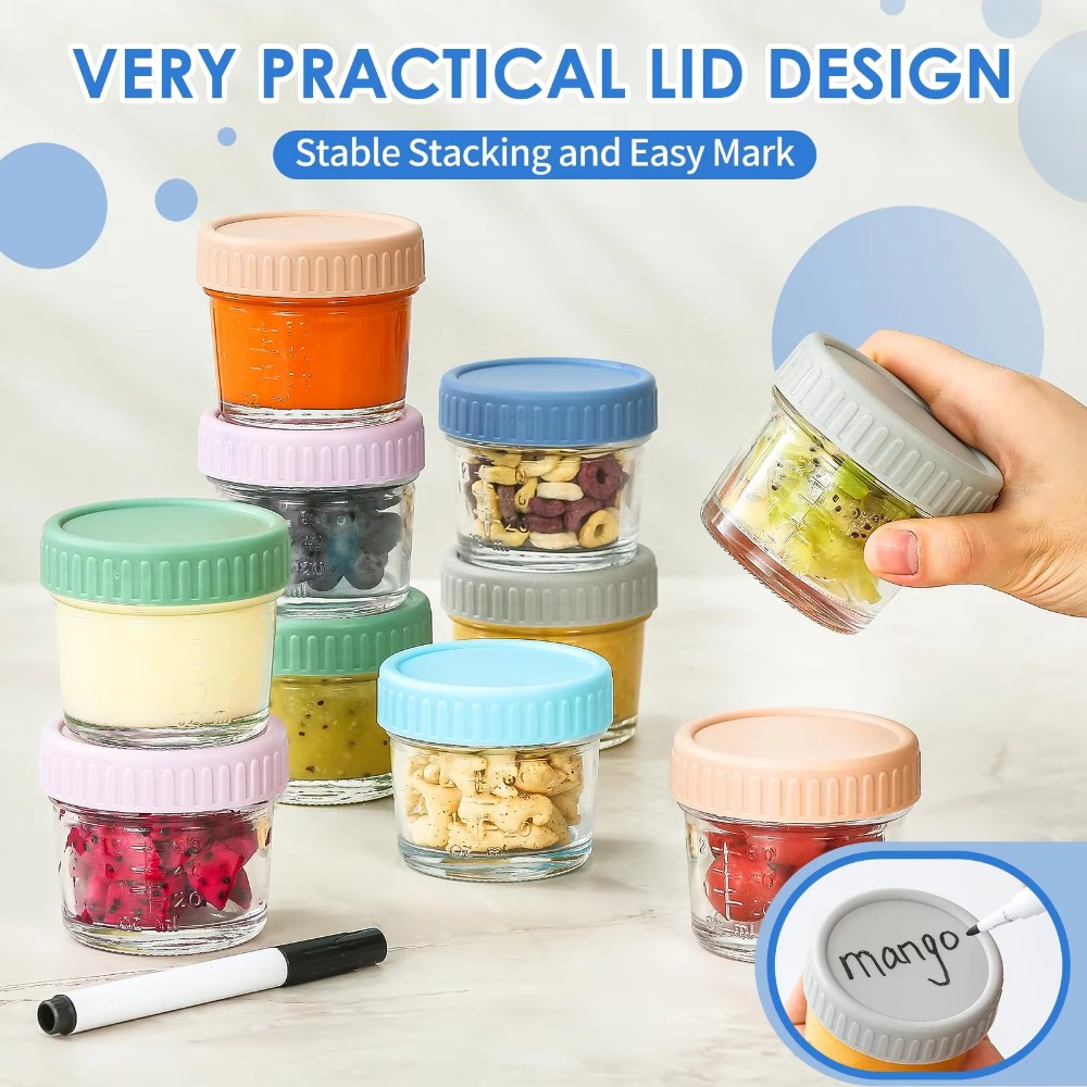 6 قطعة جرة ميسون الزجاج جرة طع - مراجعة Baby Food Glass Containers وسعره