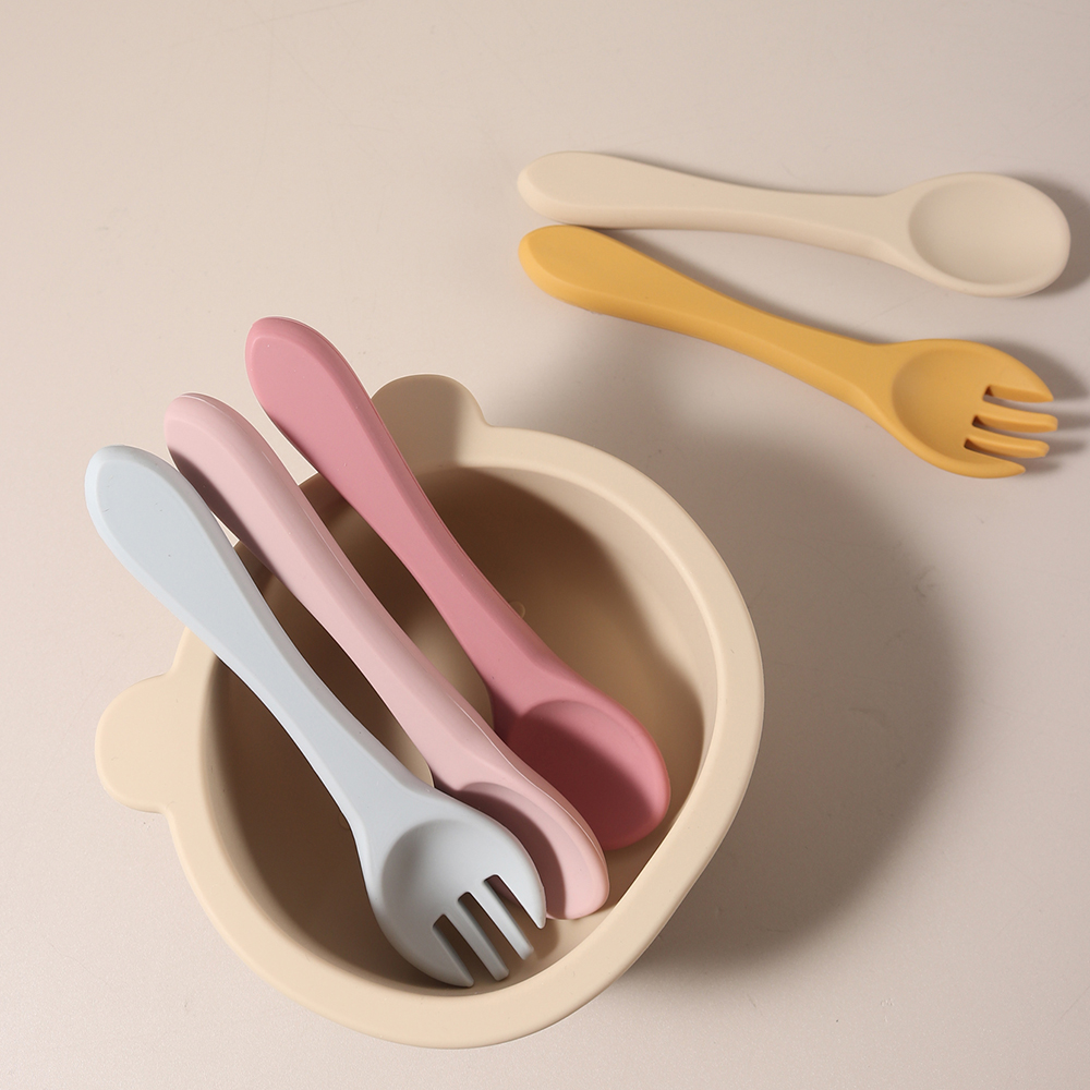 ملعقة وشوكة سيليكون مخصصة (زوج - مراجعة Baby Food Utensil وسعره