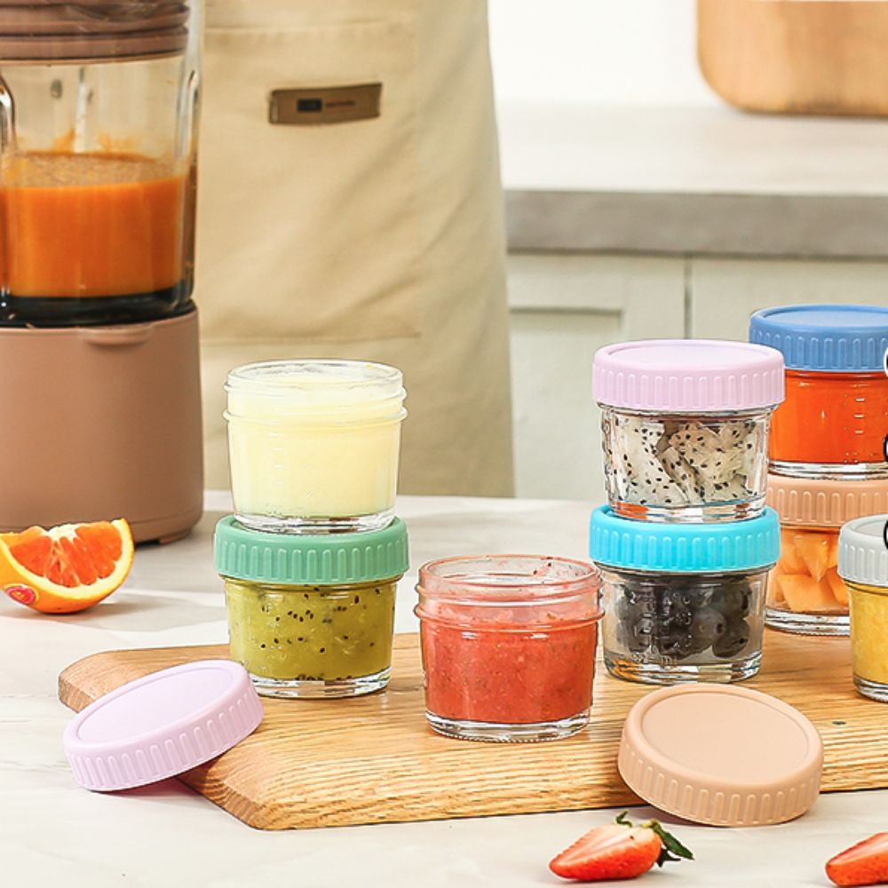 6 قطعة جرة ميسون الزجاج جرة طع - مراجعة Baby Food Glass Containers وسعره