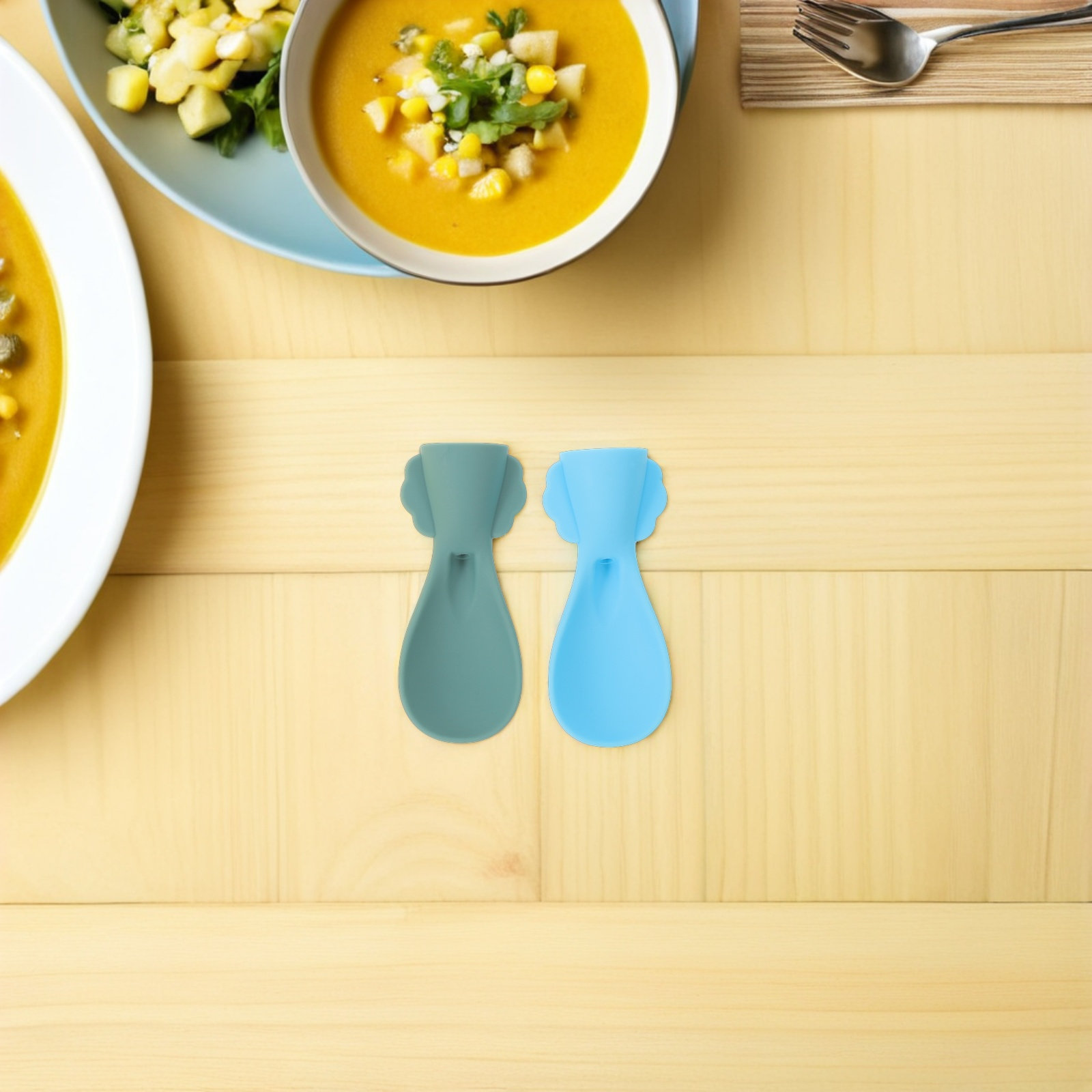 4 قطع من ملاعق السيليكون للأطف - مراجعة Baby Food Utensil وسعره